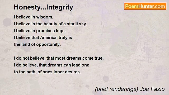 (brief renderings) Joe Fazio - Honesty...Integrity