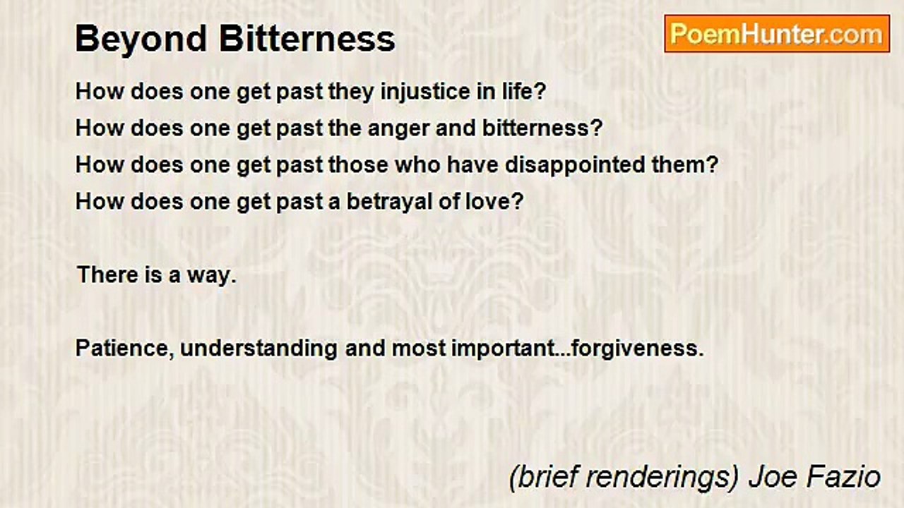 (brief renderings) Joe Fazio - Beyond Bitterness