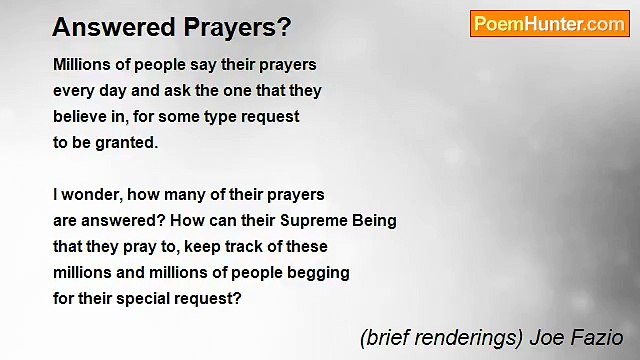 (brief renderings) Joe Fazio - Answered Prayers?