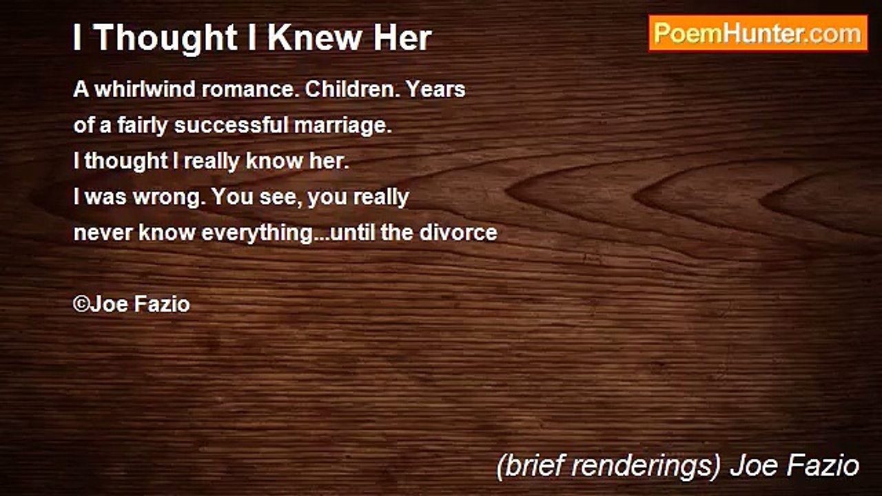 (brief renderings) Joe Fazio - I Thought I Knew Her