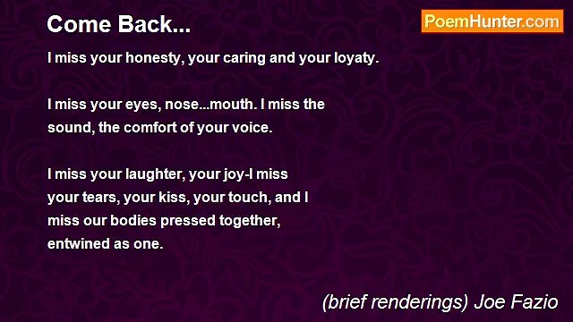 (brief renderings) Joe Fazio - Come Back...