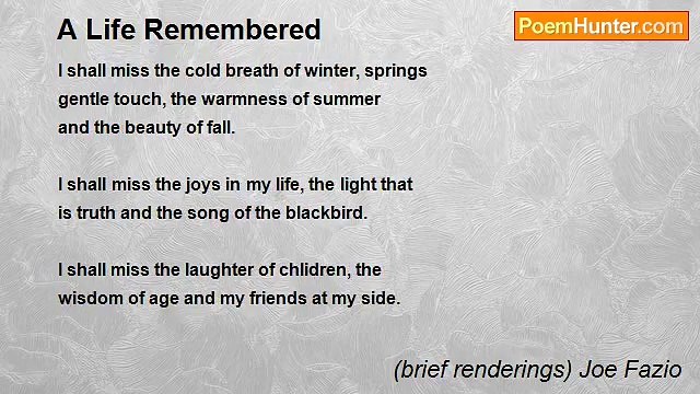 (brief renderings) Joe Fazio - A Life Remembered