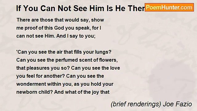 (brief renderings) Joe Fazio - If You Can Not See Him Is He There>