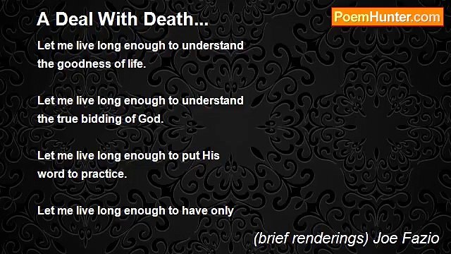 (brief renderings) Joe Fazio - A Deal With Death...