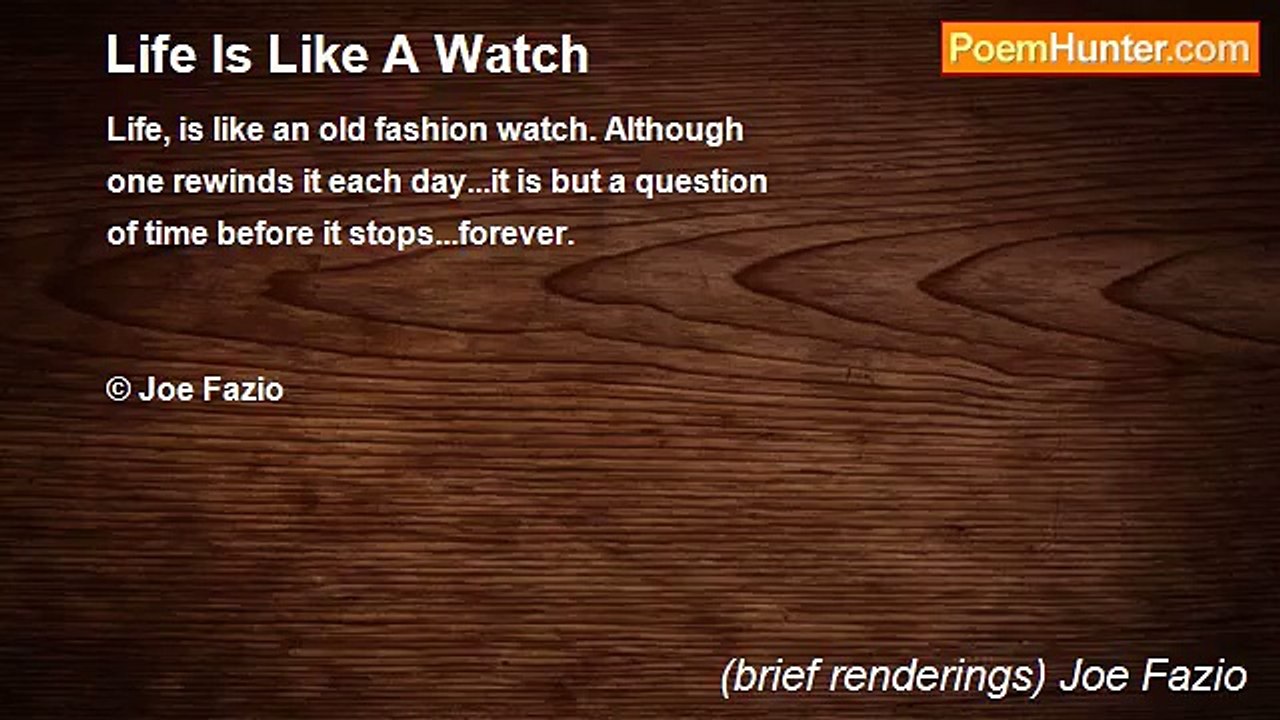 (brief renderings) Joe Fazio - Life Is Like A Watch