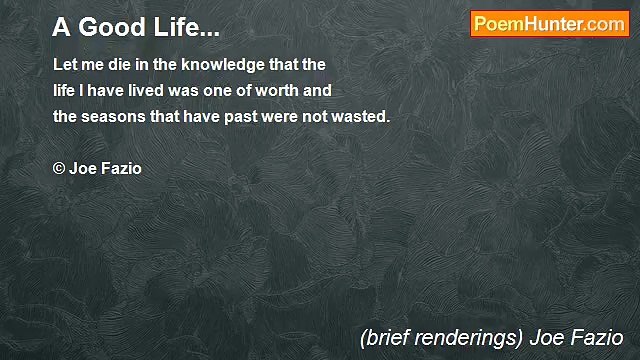 (brief renderings) Joe Fazio - A Good Life...