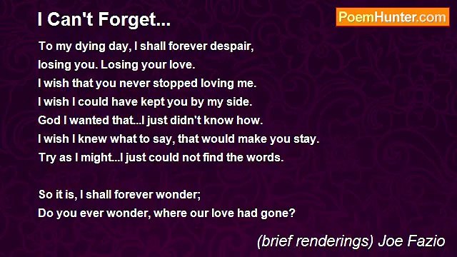(brief renderings) Joe Fazio - I Can't Forget...