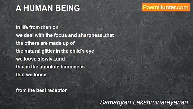 Samanyan Lakshminarayanan - A HUMAN BEING