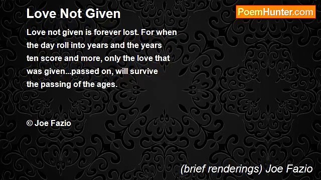 (brief renderings) Joe Fazio - Love Not Given