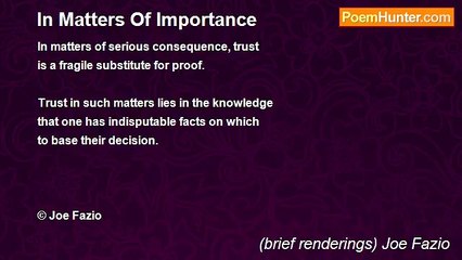 (brief renderings) Joe Fazio - In Matters Of Importance