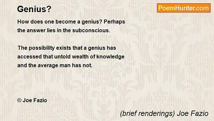 (brief renderings) Joe Fazio - Genius?