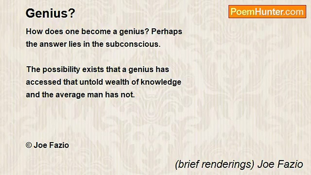 (brief renderings) Joe Fazio - Genius?