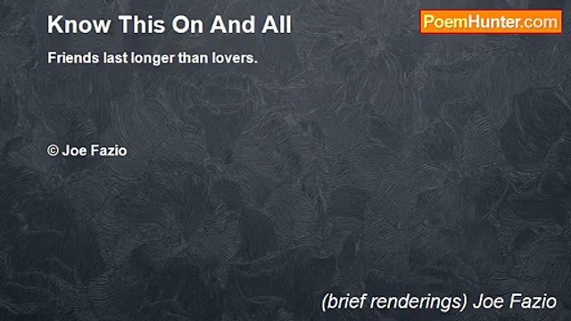 (brief renderings) Joe Fazio - Know This On And All