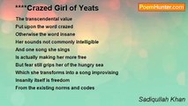 Sadiqullah Khan - Crazed Girl of Yeats