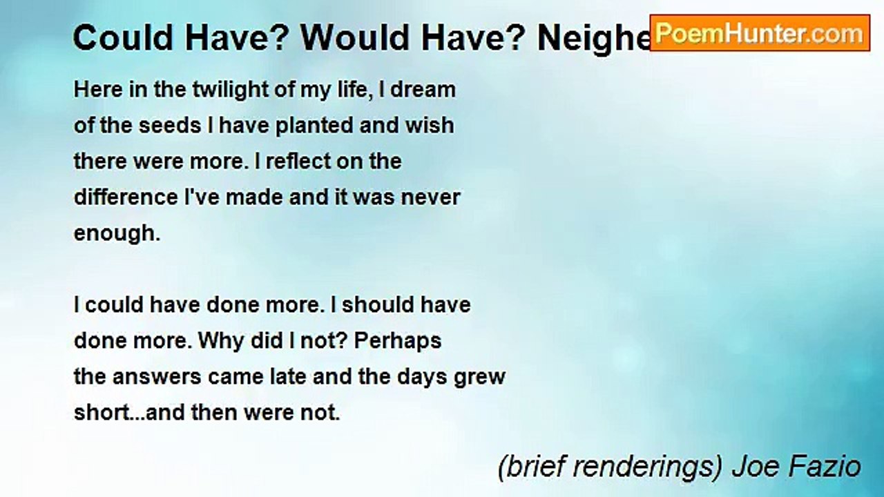 (brief renderings) Joe Fazio - Could Have? Would Have? Neigher?