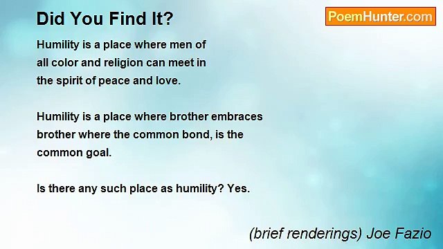 (brief renderings) Joe Fazio - Did You Find It?