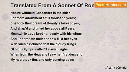 John Keats - Translated From A Sonnet Of Ronsard