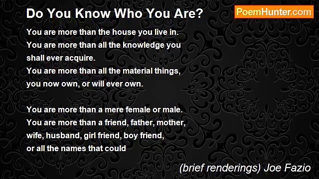 (brief renderings) Joe Fazio - Do You Know Who You Are?