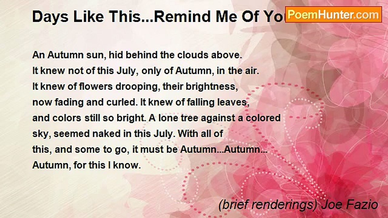 (brief renderings) Joe Fazio - Days Like This...Remind Me Of You