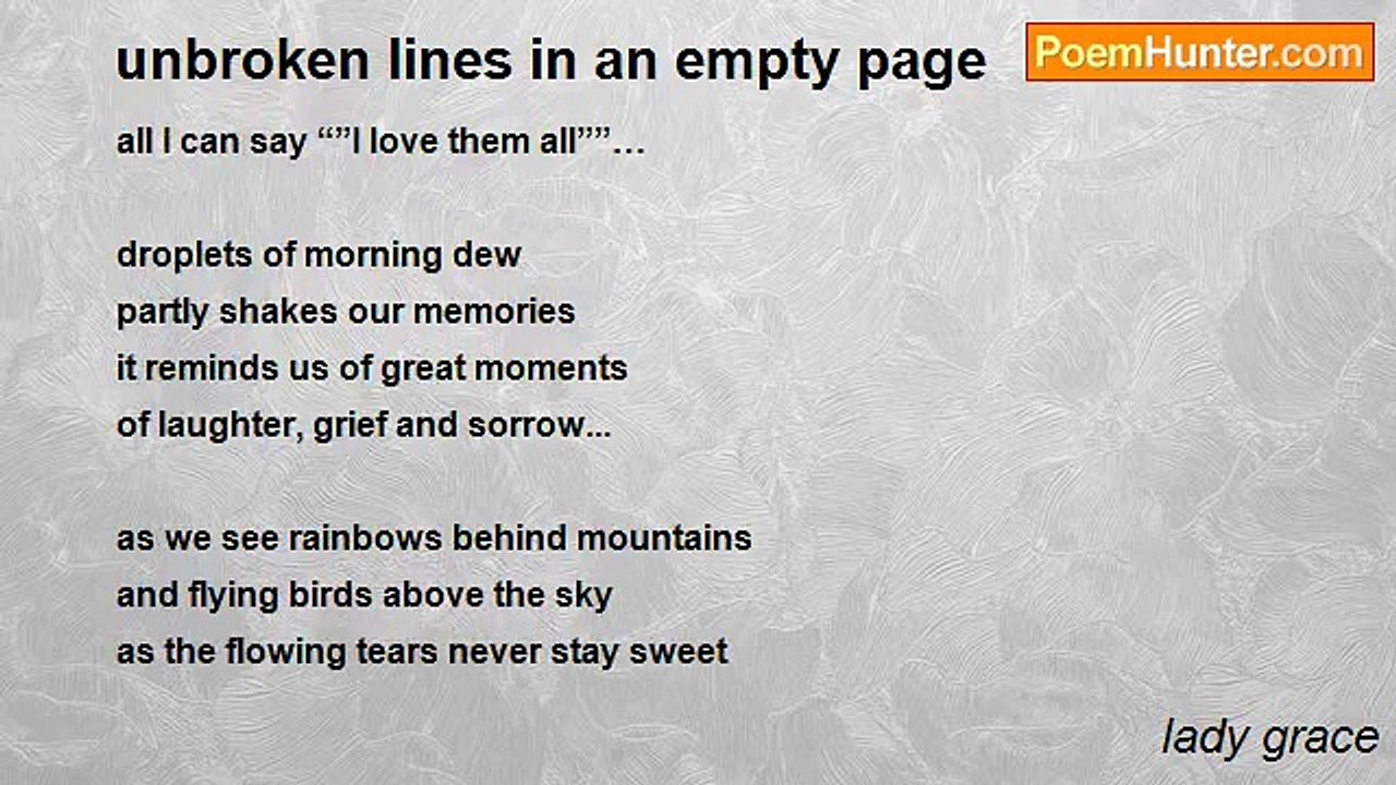 lady grace - unbroken lines in an empty page