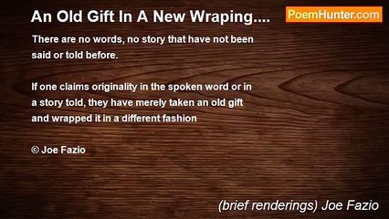 (brief renderings) Joe Fazio - An Old Gift In A New Wraping....