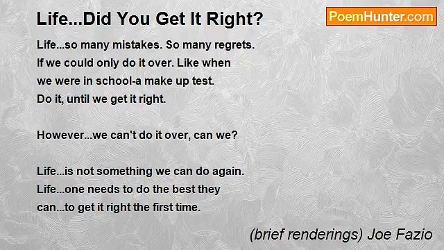 (brief renderings) Joe Fazio - Life...Did You Get It Right?