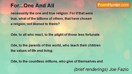 (brief renderings) Joe Fazio - For...One And All