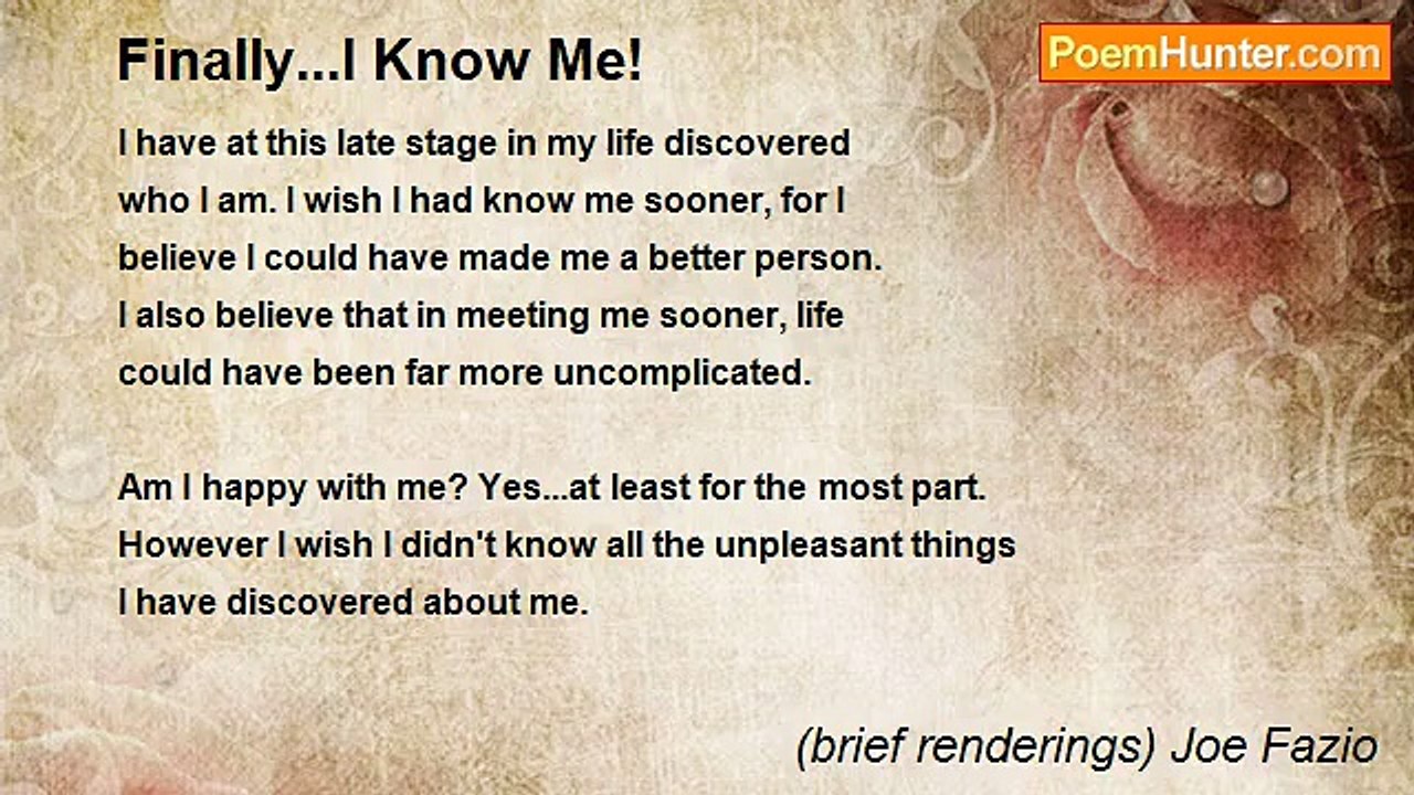 (brief renderings) Joe Fazio - Finally...I Know Me!