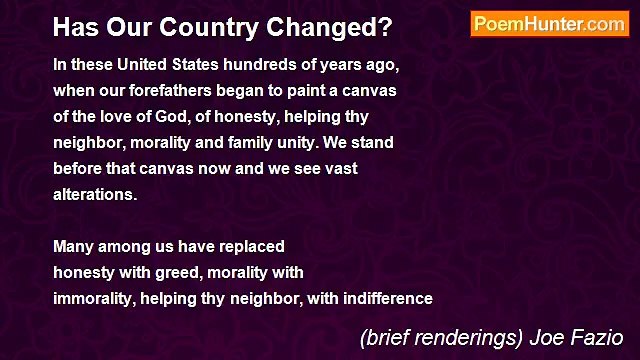 (brief renderings) Joe Fazio - Has Our Country Changed?