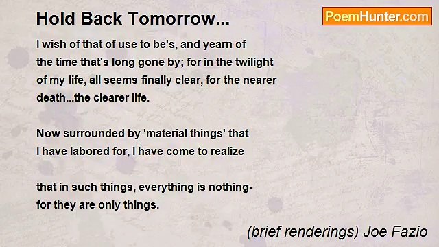 (brief renderings) Joe Fazio - Hold Back Tomorrow...