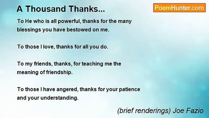 (brief renderings) Joe Fazio - A Thousand Thanks...