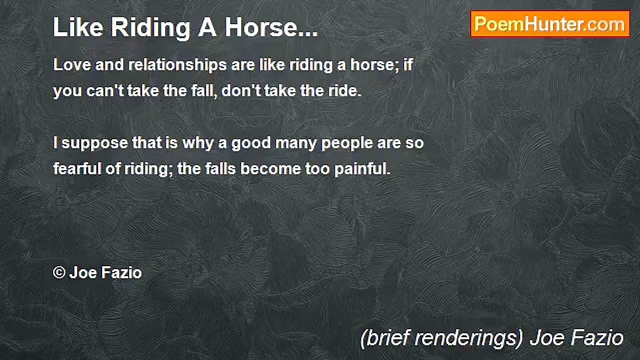 (brief renderings) Joe Fazio - Like Riding A Horse...