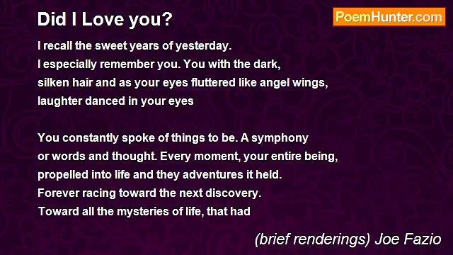 (brief renderings) Joe Fazio - Did I Love you?