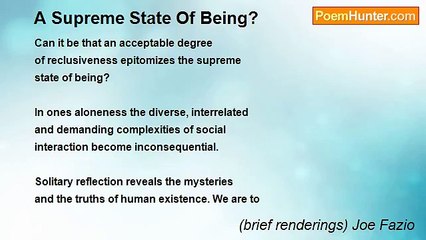 (brief renderings) Joe Fazio - A Supreme State Of Being?