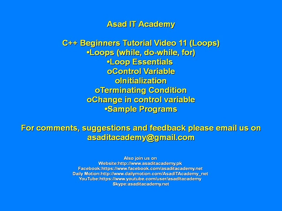 C++ Beginners Tutorial Video 11 by Asad It Academy