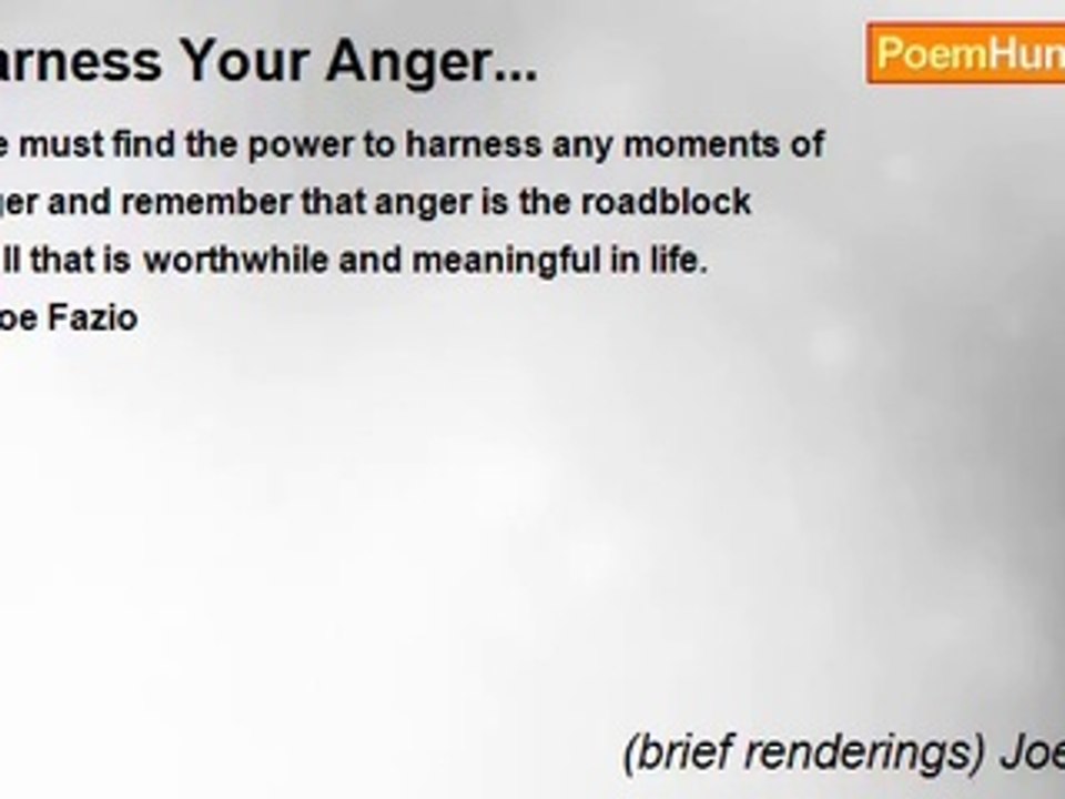 (brief renderings) Joe Fazio - Harness Your Anger...