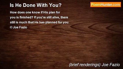 (brief renderings) Joe Fazio - Is He Done With You?