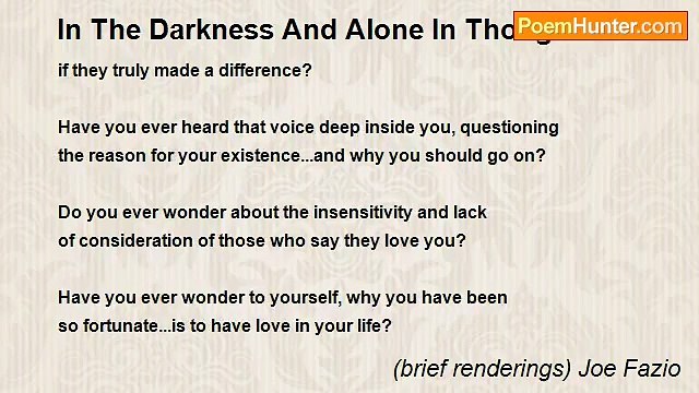 (brief renderings) Joe Fazio - In The Darkness And Alone In Thought...