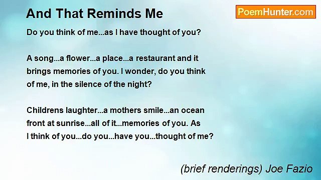 (brief renderings) Joe Fazio - And That Reminds Me