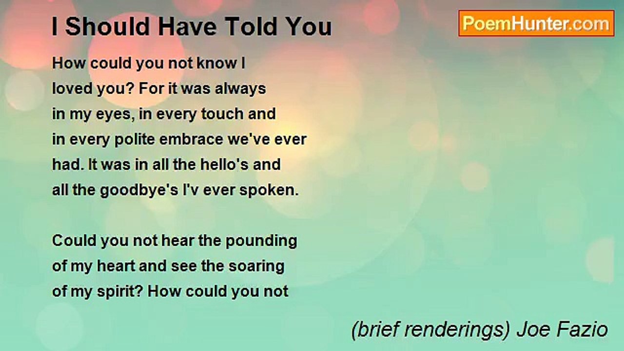 (brief renderings) Joe Fazio - I Should Have Told You