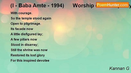 Kannan G - (I - Baba Amte - 1994)      Worship of the Leprosy-Afflicted