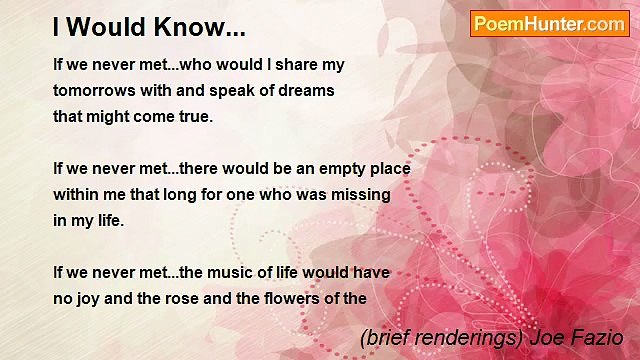 (brief renderings) Joe Fazio - I Would Know...