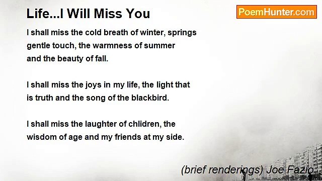 (brief renderings) Joe Fazio - Life...I Will Miss You