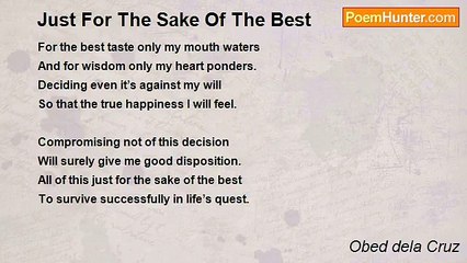 Obed dela Cruz - Just For The Sake Of The Best