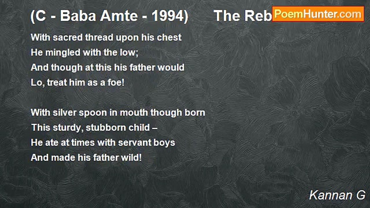 Kannan G - (C - Baba Amte - 1994)      The Rebel