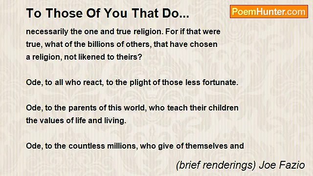 (brief renderings) Joe Fazio - To Those Of You That Do...