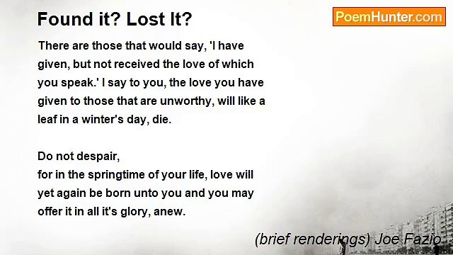 (brief renderings) Joe Fazio - Found it? Lost It?