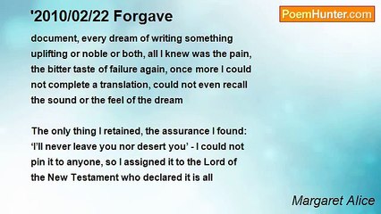 Margaret Alice - '2010/02/22 Forgave