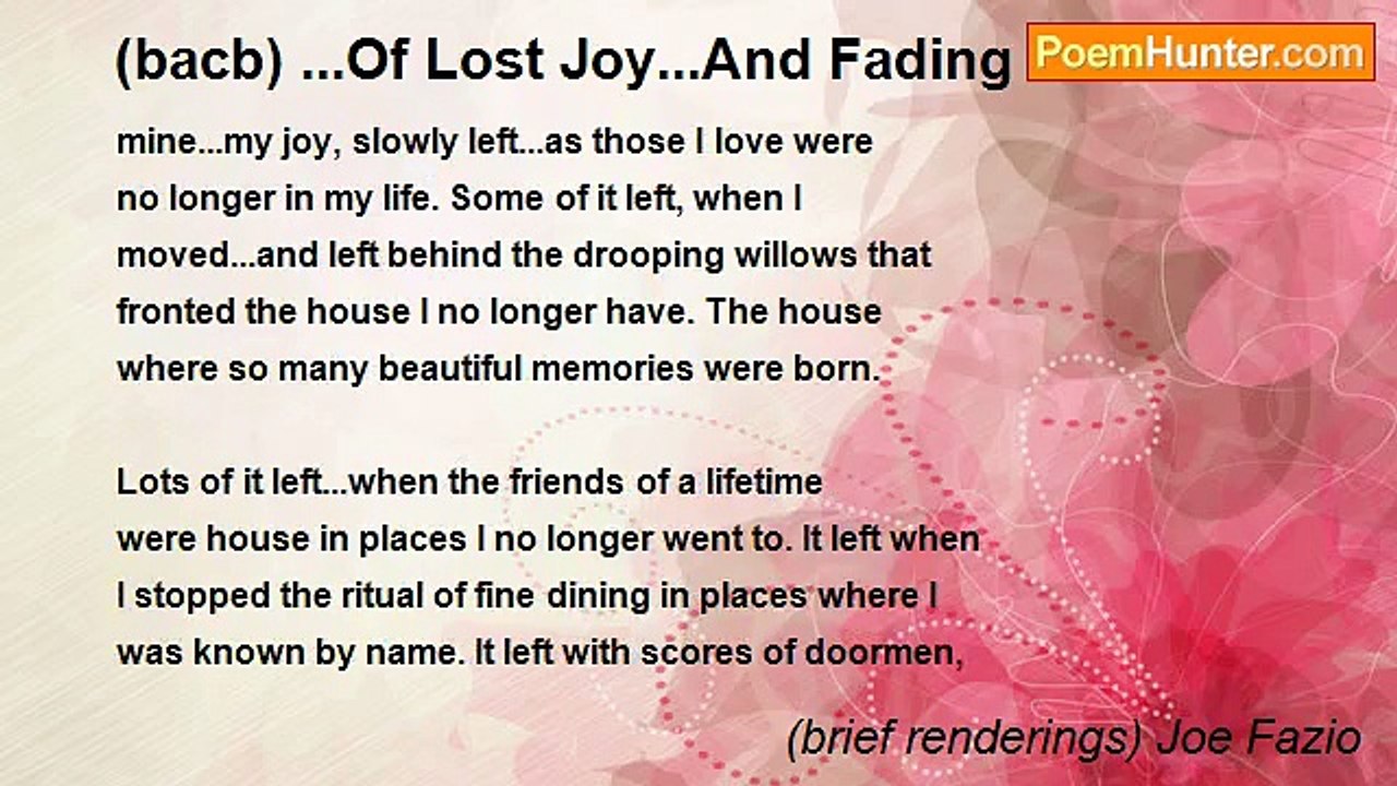 (brief renderings) Joe Fazio - (bacb) ...Of Lost Joy...And Fading Memories