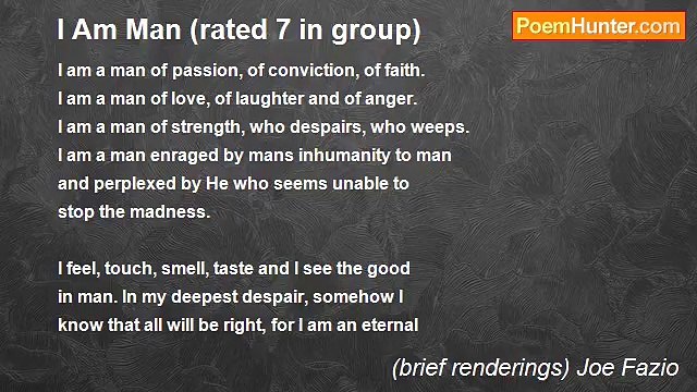 (brief renderings) Joe Fazio - I Am Man (rated 7 in group)